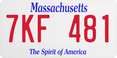 MA license plate 7KF481