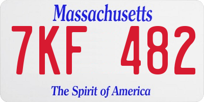 MA license plate 7KF482