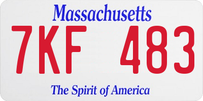 MA license plate 7KF483