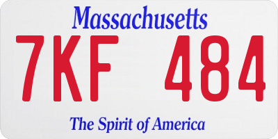 MA license plate 7KF484