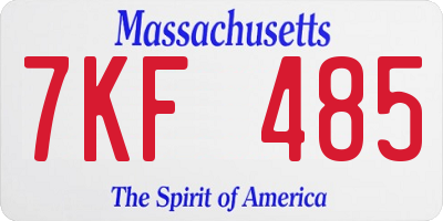 MA license plate 7KF485