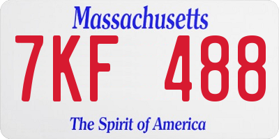 MA license plate 7KF488