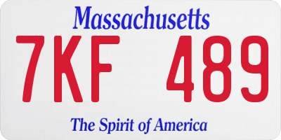 MA license plate 7KF489