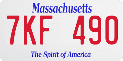 MA license plate 7KF490
