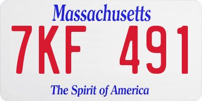 MA license plate 7KF491