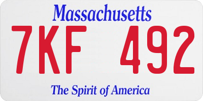 MA license plate 7KF492