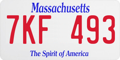 MA license plate 7KF493