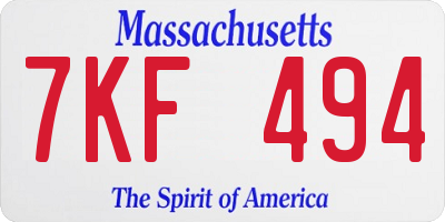 MA license plate 7KF494