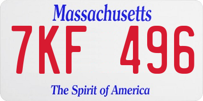 MA license plate 7KF496
