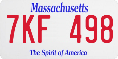 MA license plate 7KF498
