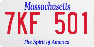 MA license plate 7KF501