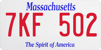 MA license plate 7KF502