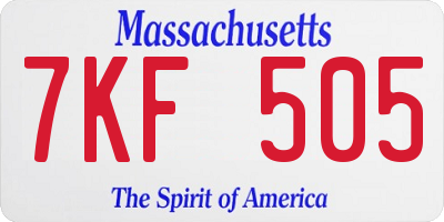 MA license plate 7KF505