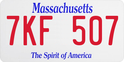 MA license plate 7KF507