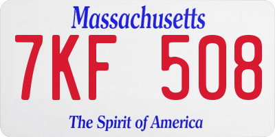 MA license plate 7KF508