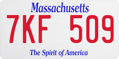 MA license plate 7KF509