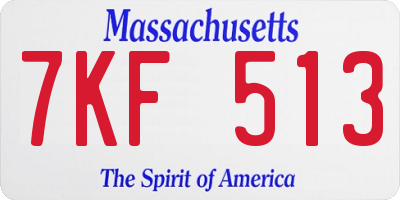 MA license plate 7KF513