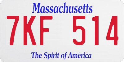 MA license plate 7KF514