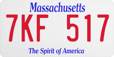 MA license plate 7KF517
