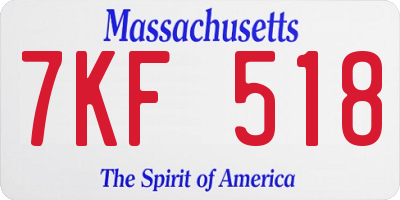 MA license plate 7KF518