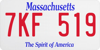 MA license plate 7KF519