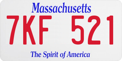 MA license plate 7KF521