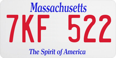 MA license plate 7KF522