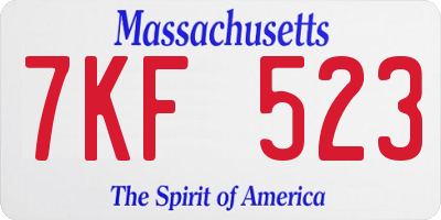 MA license plate 7KF523