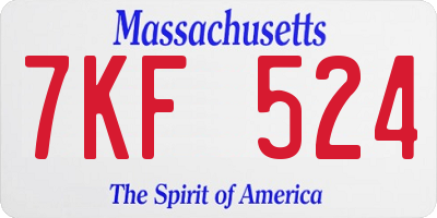 MA license plate 7KF524