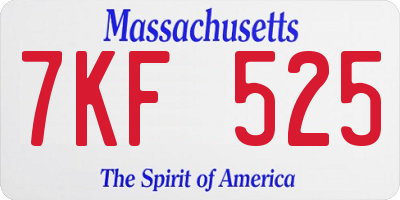 MA license plate 7KF525