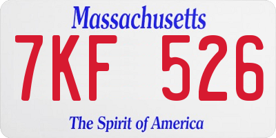 MA license plate 7KF526