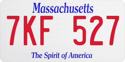 MA license plate 7KF527