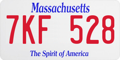 MA license plate 7KF528