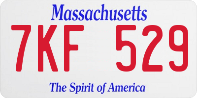 MA license plate 7KF529