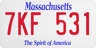 MA license plate 7KF531