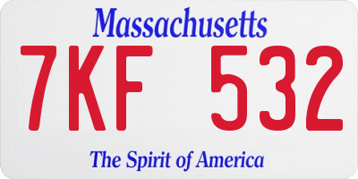 MA license plate 7KF532
