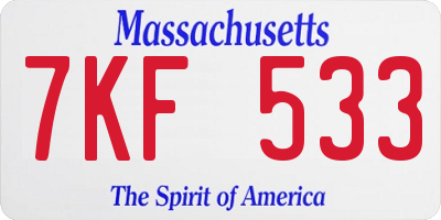 MA license plate 7KF533