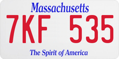 MA license plate 7KF535