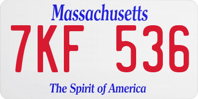 MA license plate 7KF536