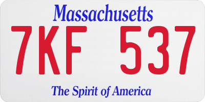 MA license plate 7KF537