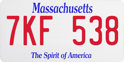 MA license plate 7KF538