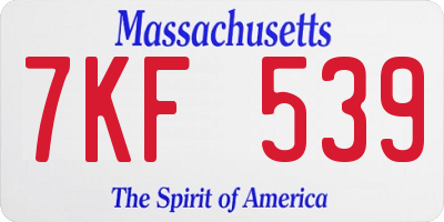 MA license plate 7KF539