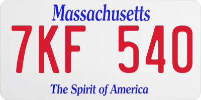 MA license plate 7KF540