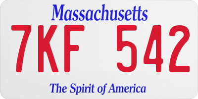 MA license plate 7KF542