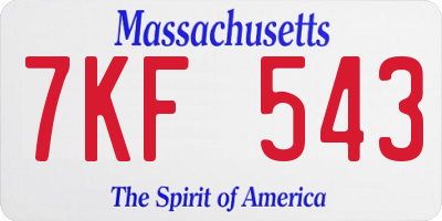 MA license plate 7KF543