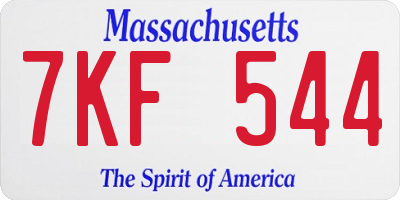 MA license plate 7KF544