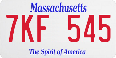 MA license plate 7KF545