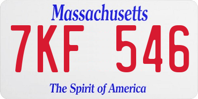 MA license plate 7KF546