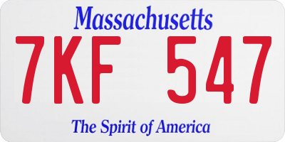 MA license plate 7KF547
