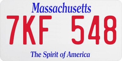 MA license plate 7KF548